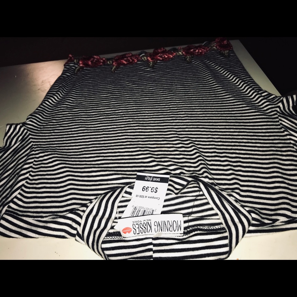 stripped shirt with flowers- brand new